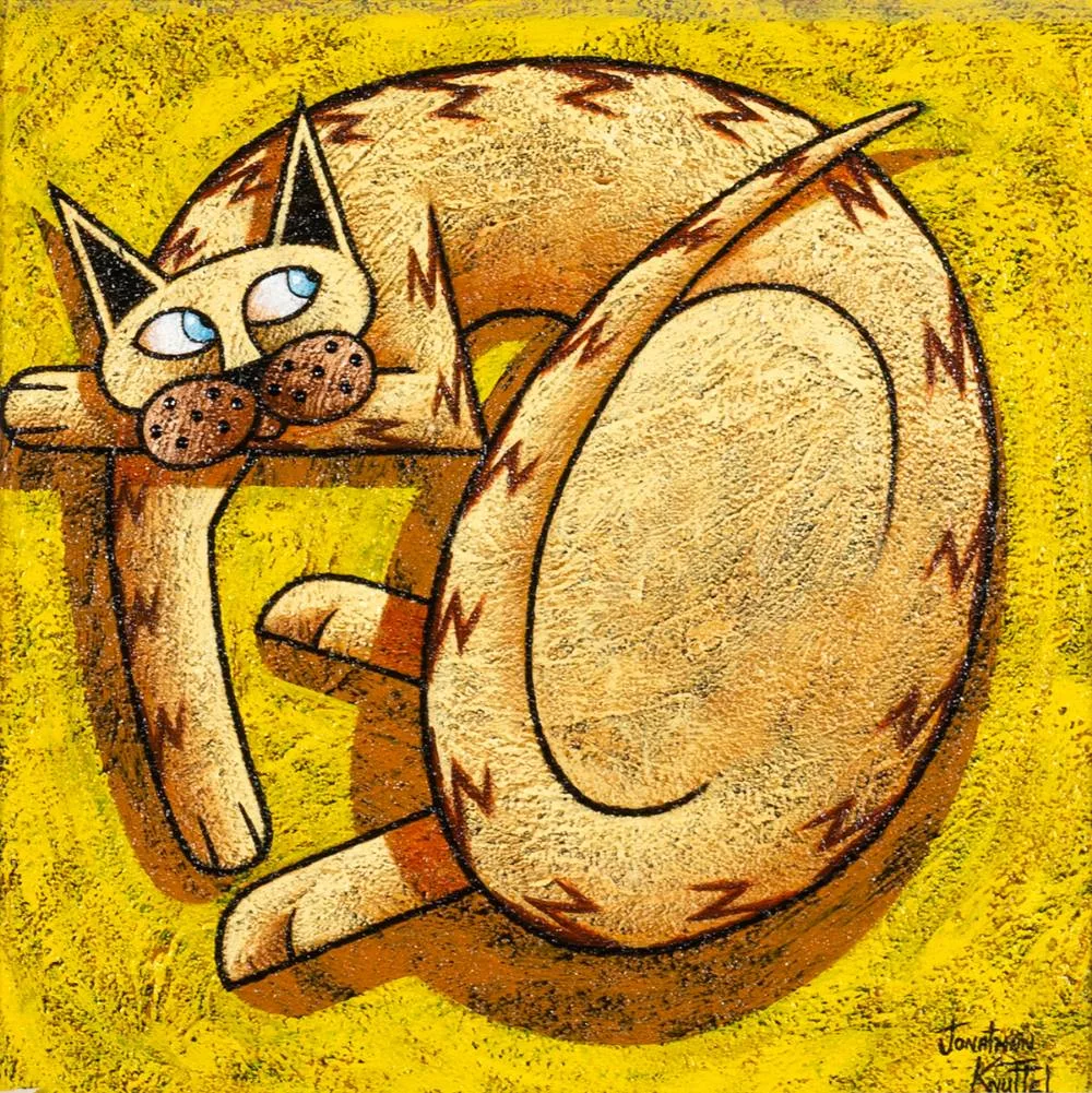 MOON CAT by Jonathan Knuttel, oil on canvas, sold Mar 2021