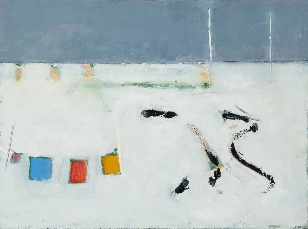 TENT GONE by Willie Evesson, 2005, oil on panel, sold Mar 2021