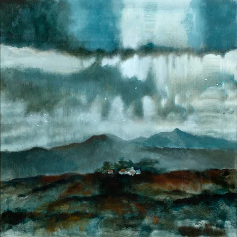 Lawson Burch, COTTAGES IN A LANDSCAPE, oil on board