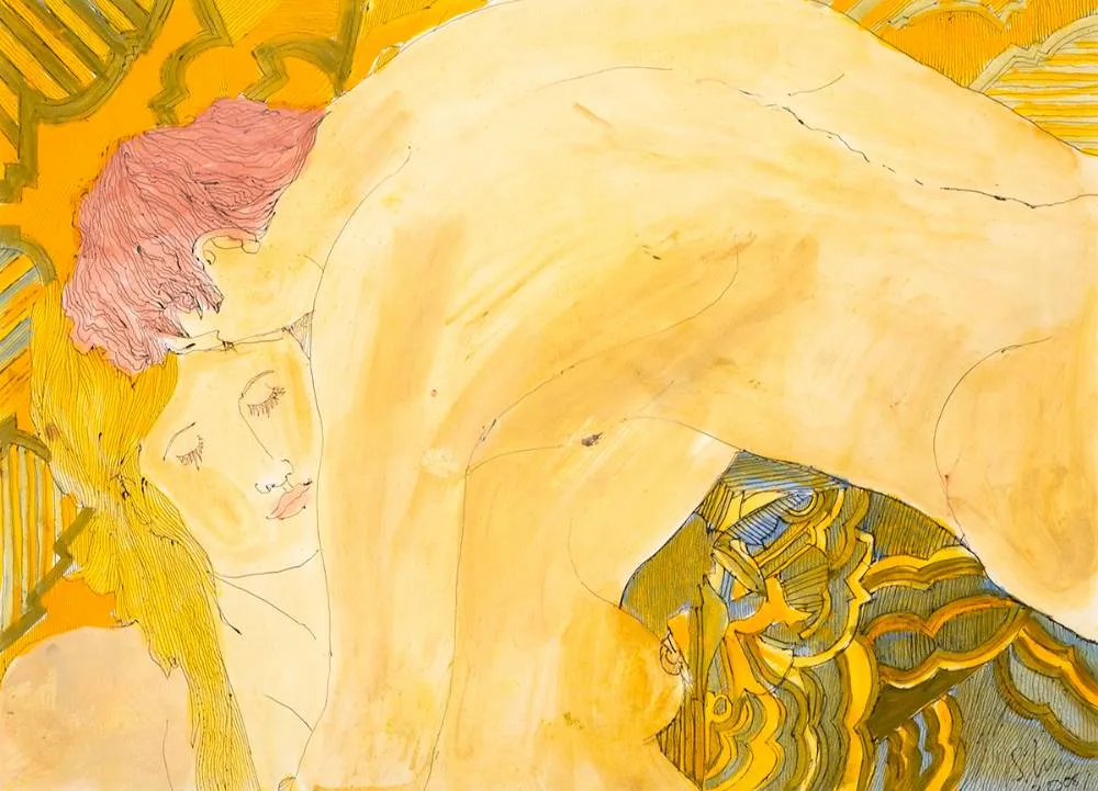 LOVERS by Piet Sluis, 2005, gouache and ink, sold Mar 2021