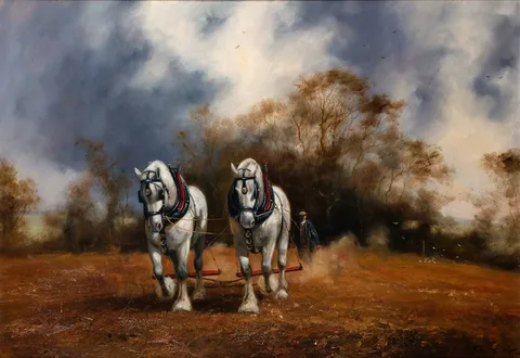 HORSES by John Trickett, oil on canvas, sold Mar 2021