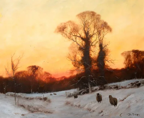 WINTER SUNSET by John Trickett, oil on canvas, sold Mar 2021