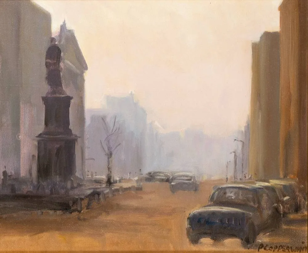 THE CRESCENT, LIMERICK by Patrick Copperwhite, oil on board, offered Mar 2021
