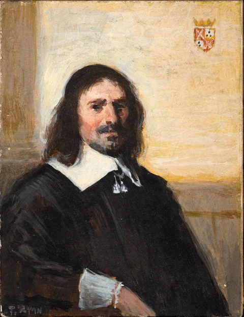 AN ANCESTOR OF PRINCESS TARA by Thomas Ryan, 1980, oil on card; (unframed), sold Mar 2021