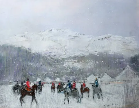 Andrey Demin, SNOW POLO IN ST. MORITZ, SWITZERLAND, 2019, pastel