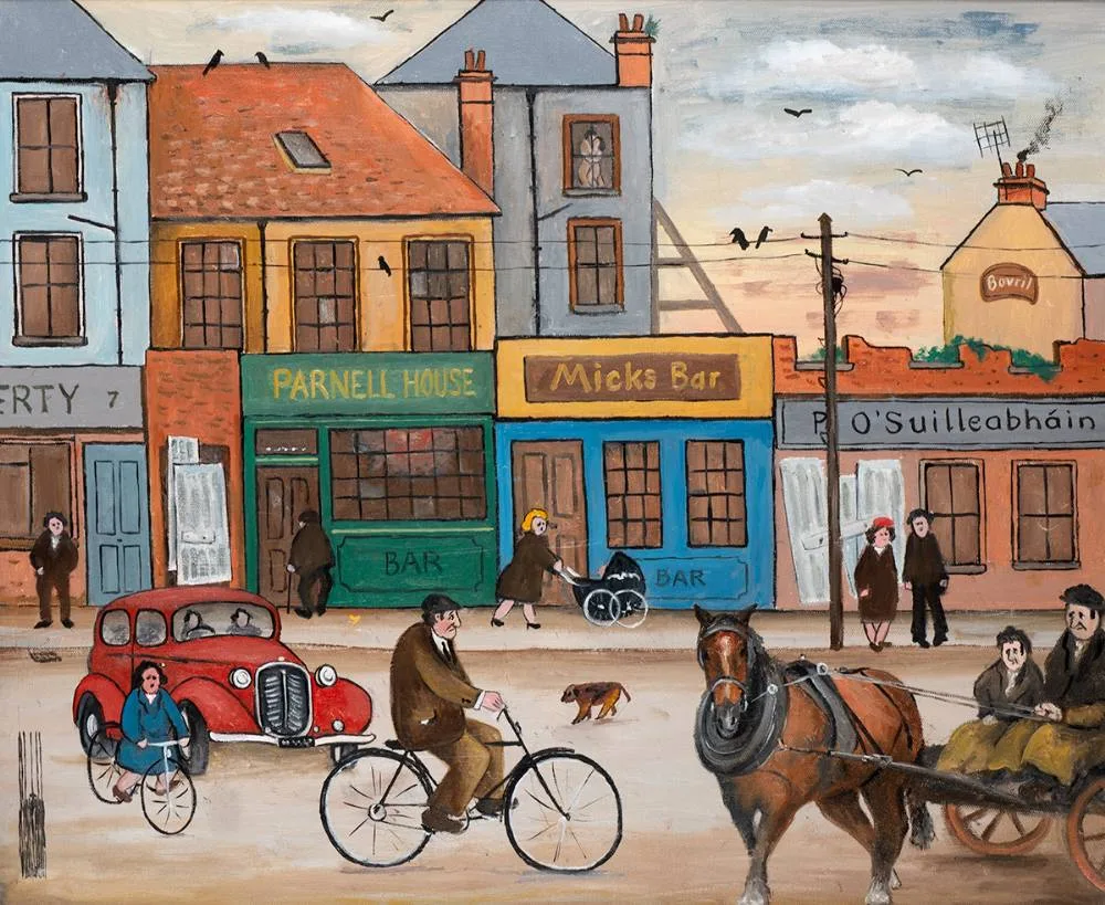 RUSH HOUR by John Schwatschke, oil on canvas, sold Mar 2021