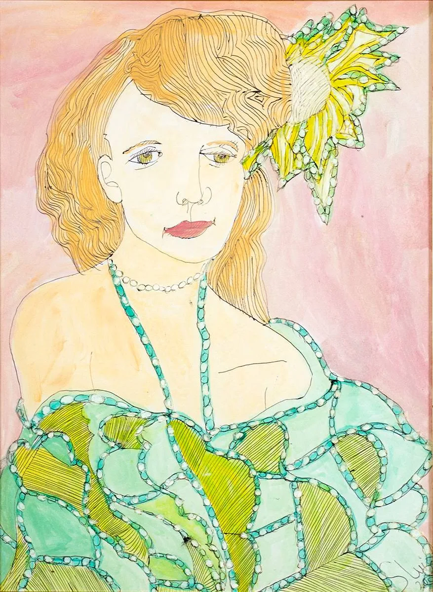 MONIQUE by Piet Sluis, gouache and ink, sold Mar 2021