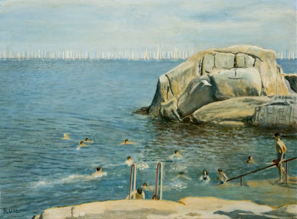 Hugh A. Rudd, THE FORTY FOOT, SANDYCOVE, COUNTY DUBLIN, oil on canvas board