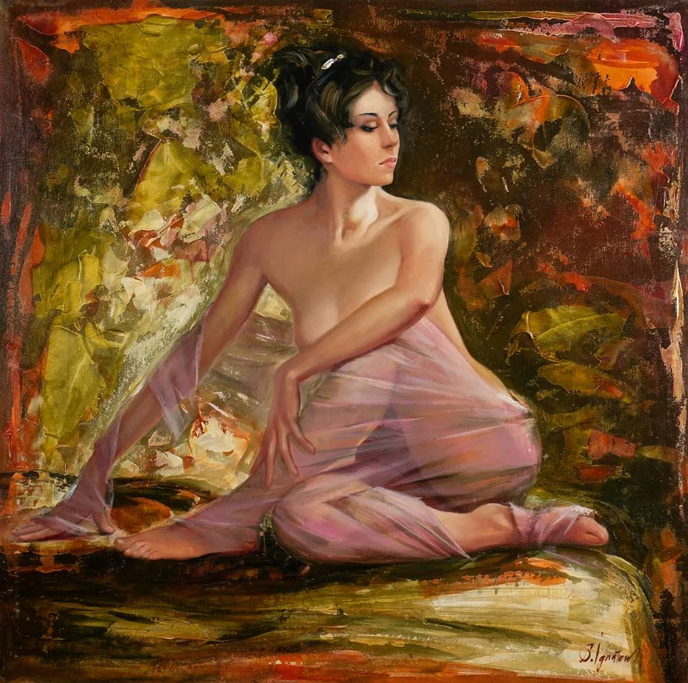 MEDITATING by Sergey Ignatenko, oil on canvas, offered Mar 2021