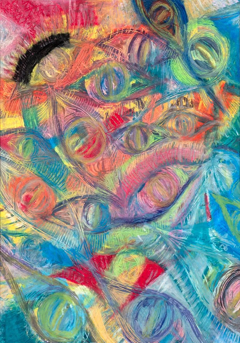 JAGGER LIPS by Frank O'Keefe, 2006, pastel, sold Mar 2021