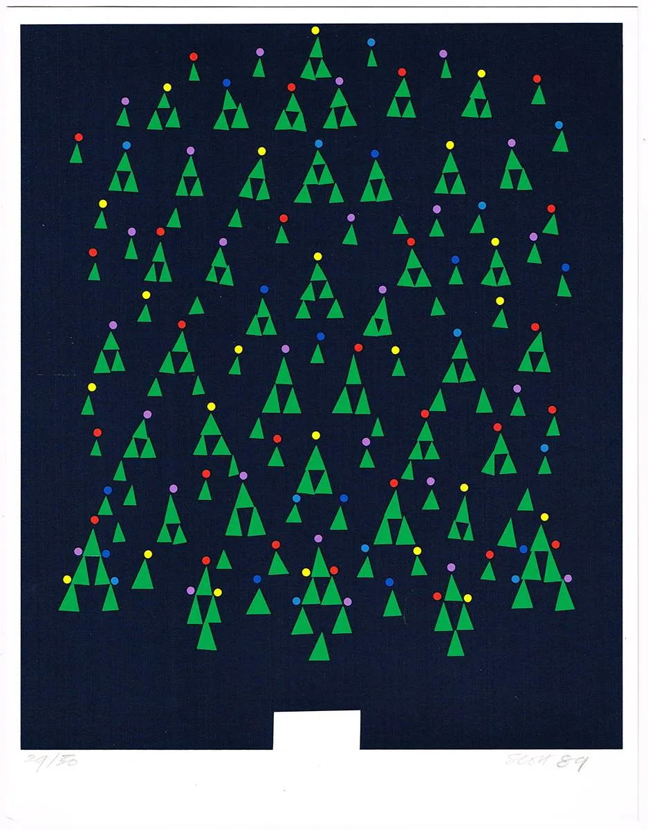 CHRISTMAS GREETING CARD by Patrick Scott, 1989, colour print; (no. 29 from an edition of 60); (unframed), sold Dec 2020