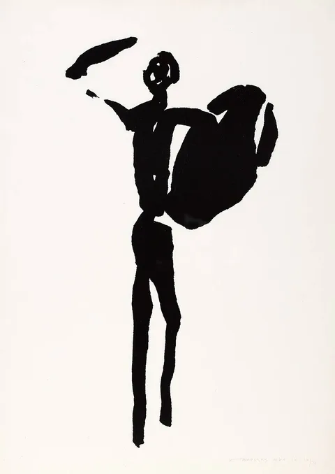 Louis le Brocquy, THE TÁIN. THE BOY CÚCHULAINN ARMED, 1969, lithographic brush drawing; (no. 16 from an edition of 70)