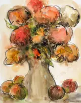 Gladys Maccabe, STILL LIFE WITH FLOWERS AND FRUIT