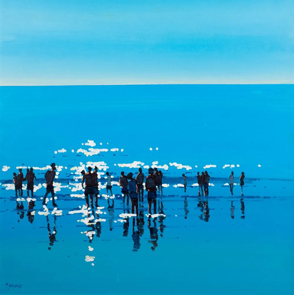 IN SHALLOW WATER by John Morris, oil on board, sold Dec 2020