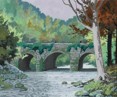 'OLD FRIENDS', THE MEETING OF THE WATERS, AVOCA, WICKLOW by John Francis Skelton, oil on board, sold Dec 2020