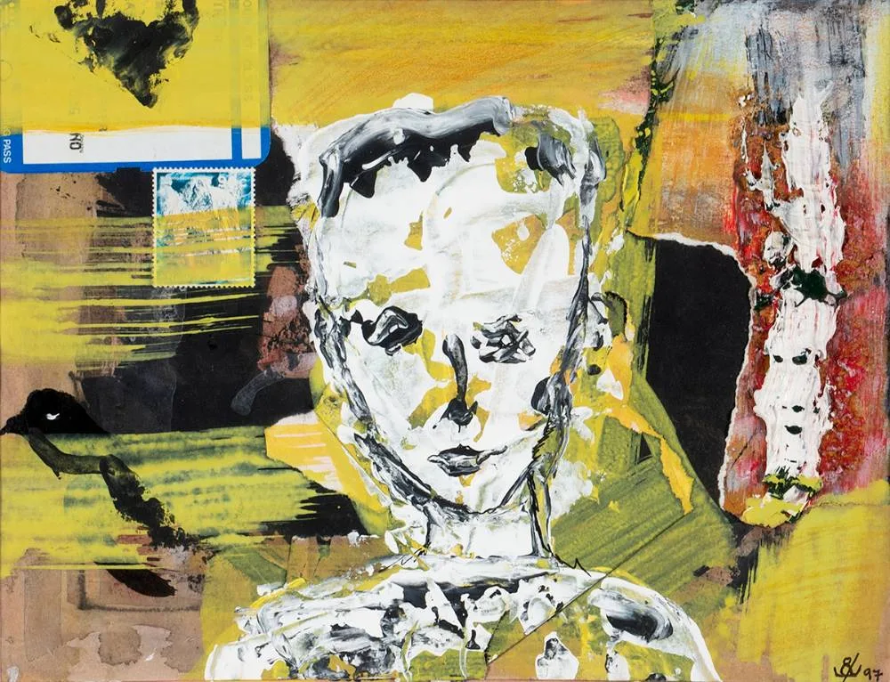 John Kingerlee, FIGURE, 1997, oil, gouache and collage