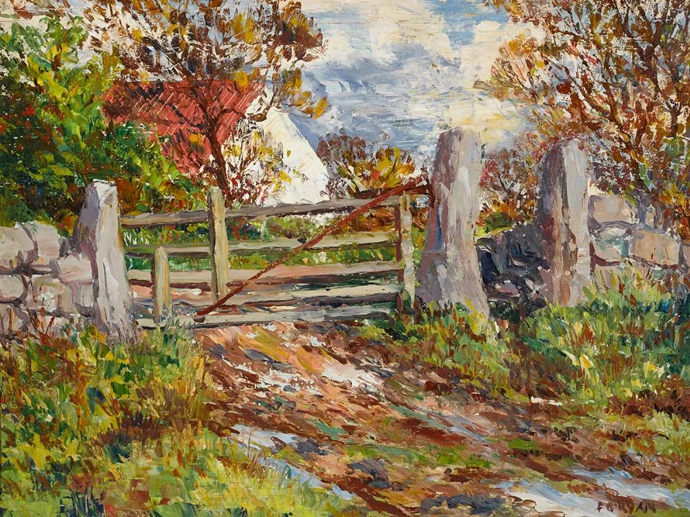FARM GATE by Fergus O'Ryan, oil on board, sold Dec 2020