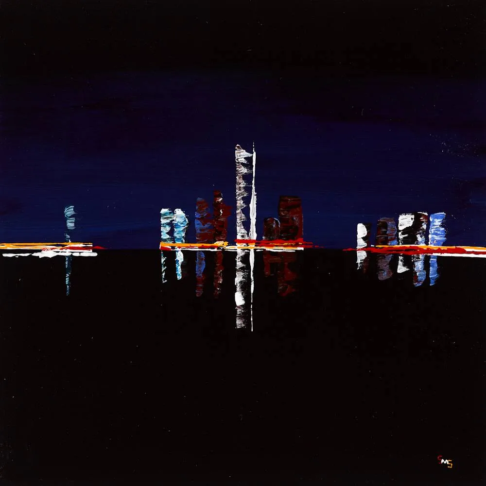 BRIGHT LIGHTS by Seán Mac Séadhna, oil on canvas, sold Dec 2020