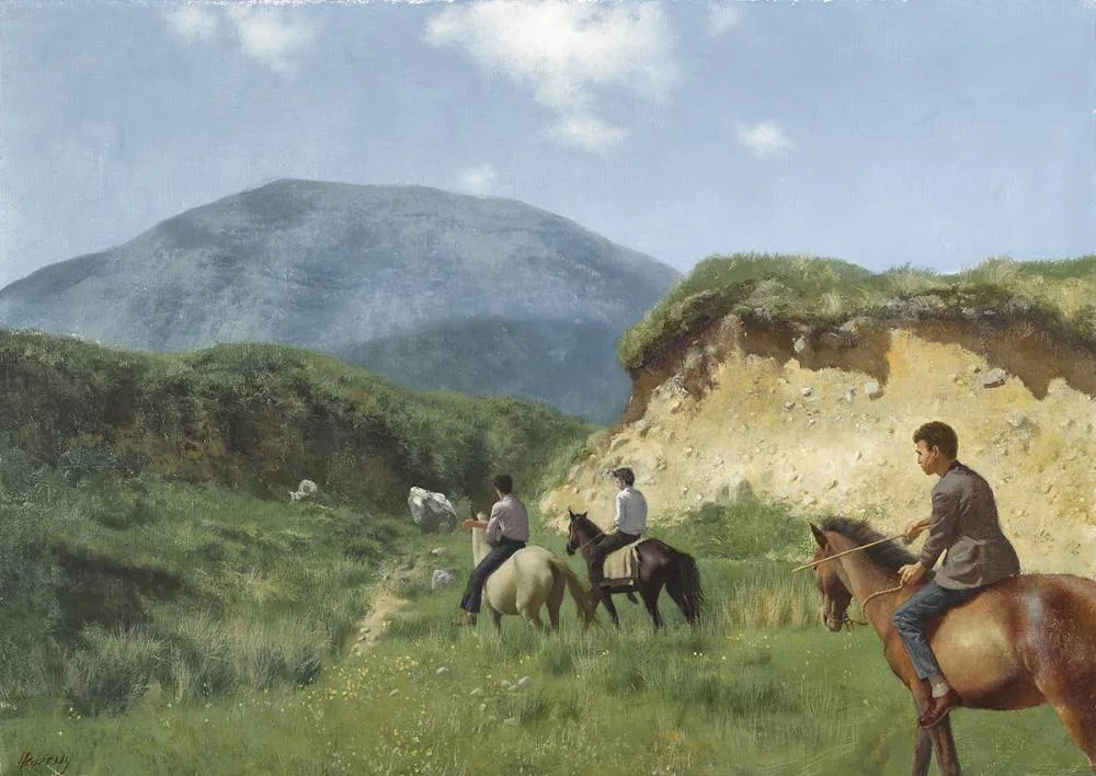 MOUNTAIN TREK by Patrick Hennessy, oil on canvas, offered Dec 2020