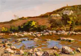James Humbert Craig, RIVER SCENE WITH COTTAGES AND GORSE