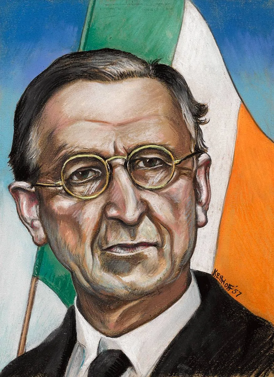 Harry Kernoff, EAMON DE VALERA, 1957, pastel on buff coloured paper