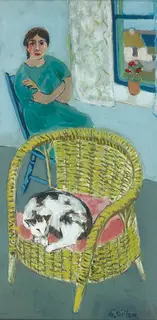 Gerard Dillon, CAT IN THE CANE CHAIR