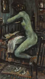 George Campbell, SEATED NUDE IN A BEDROOM