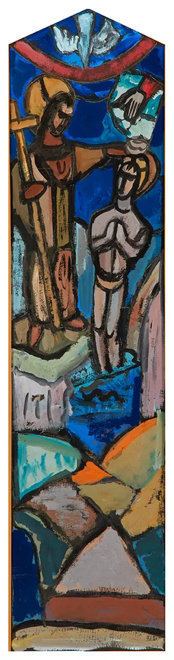 Evie Hone, THE BAPTISM OF CHRIST (DESIGN FOR STAINED GLASS WINDOW), gouache