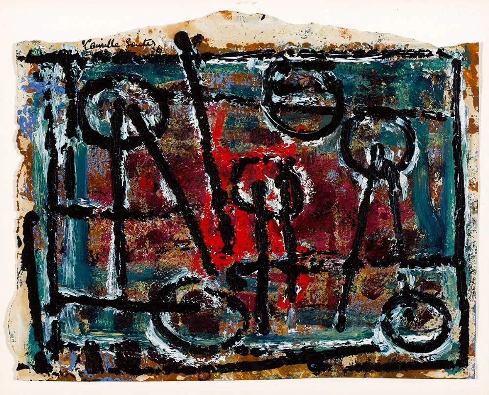UNTITLED by Camille Souter, 1956, oil on paper; (irregular), sold Dec 2020