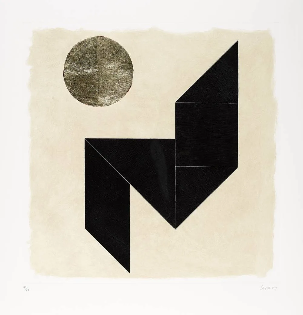 TANGRAM I by Patrick Scott, 2004, carborundum and gold leaf; (no. 74 from an edition of 75), sold Dec 2020