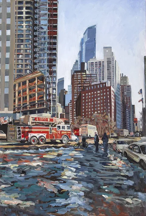 Hector McDonnell, STREET SCENE NEAR THE LINCOLN CENTRE, NEW YORK, 2004, oil on canvas