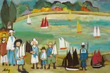 Markey Robinson, CHILDREN WITH SAILBOATS BY A POND