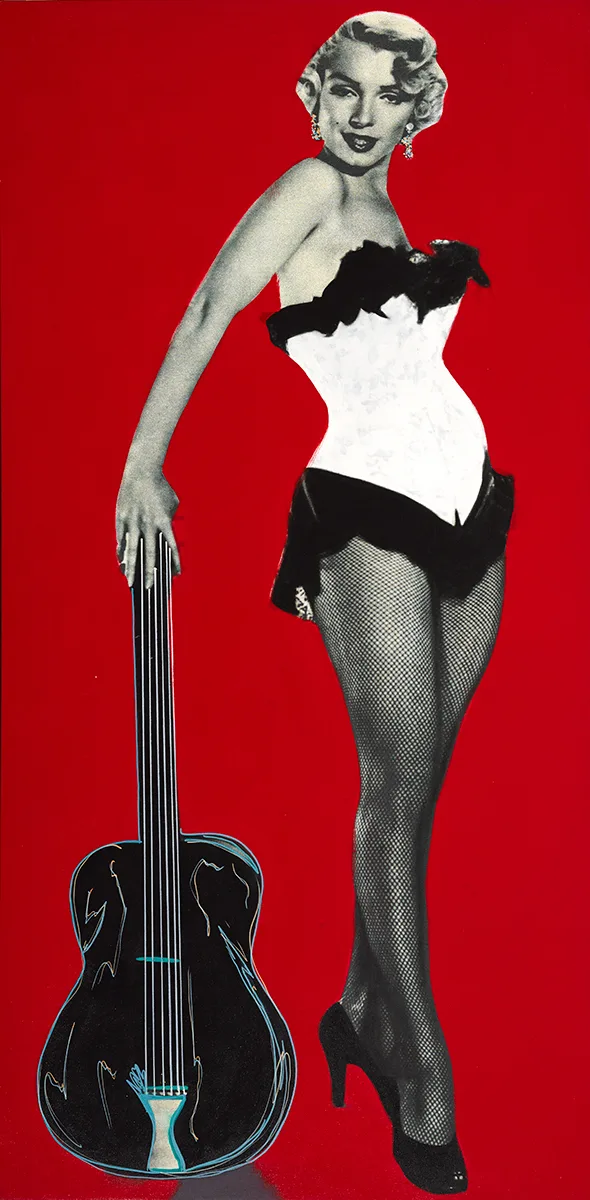 Steve Alan Kaufman, MARILYN [AGAINST RED], screenprint on canvas with hand-painted detail; (unframed)