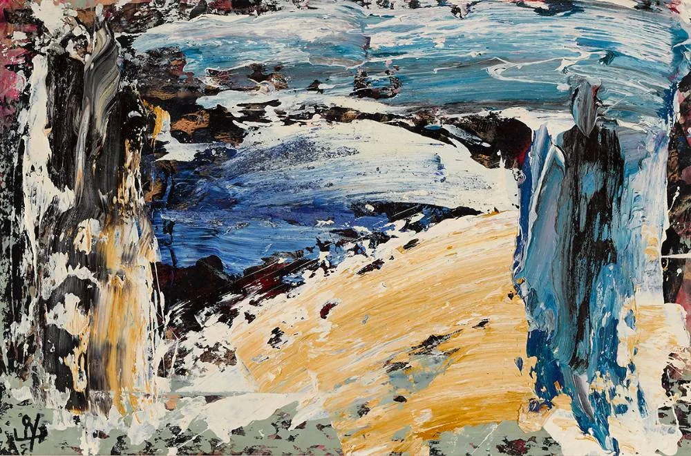 UNTITLED WITH FIGURE by John Kingerlee, oil on paper, sold Oct 2020