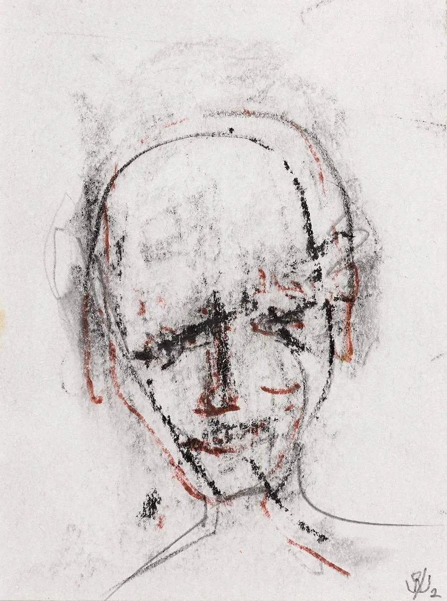 HEAD by John Kingerlee, pencil and pastel, sold Oct 2020