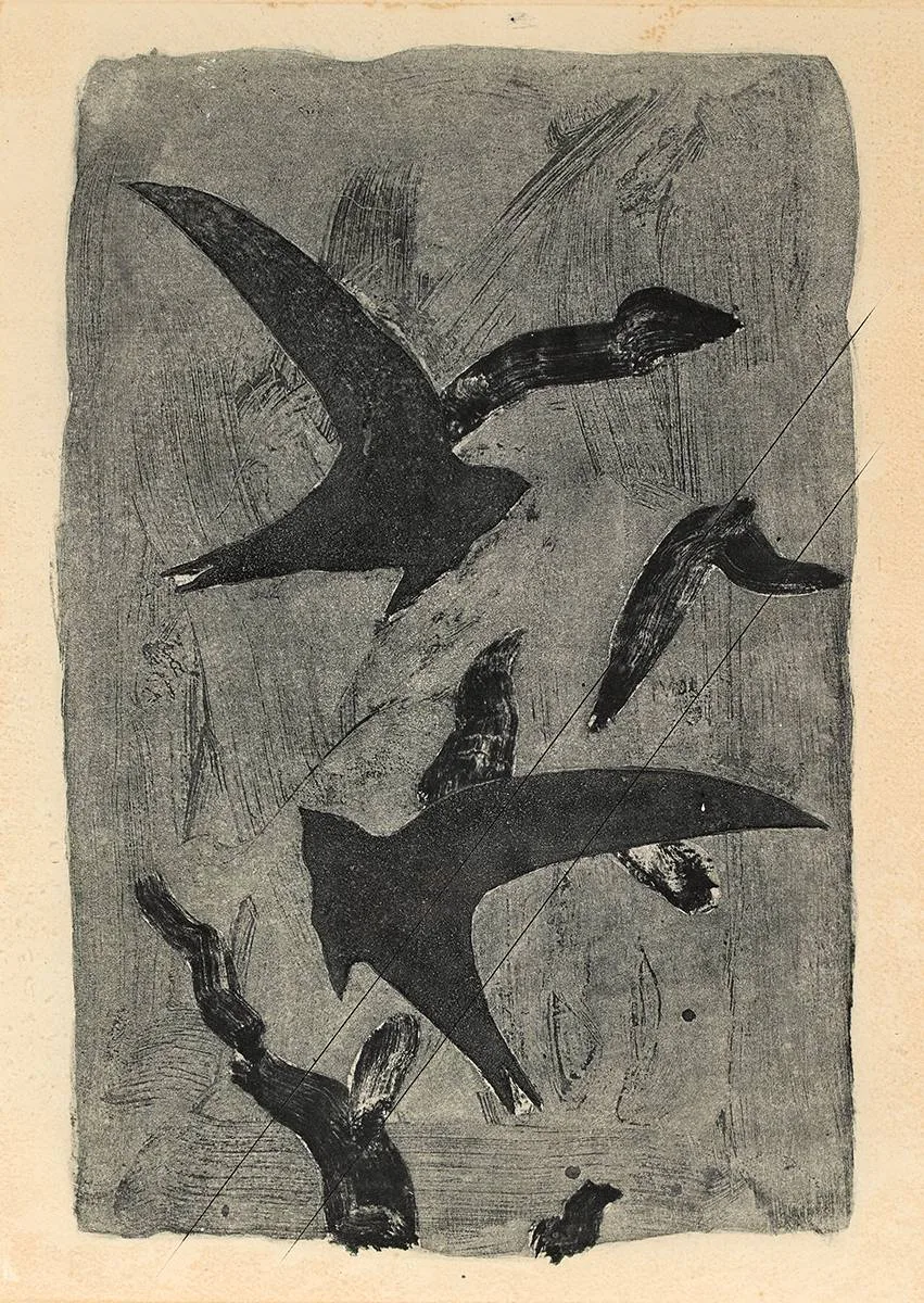 BIRDS IN FLIGHT by Georges Braque, etching from a cancelled plate; (framed), sold Oct 2020