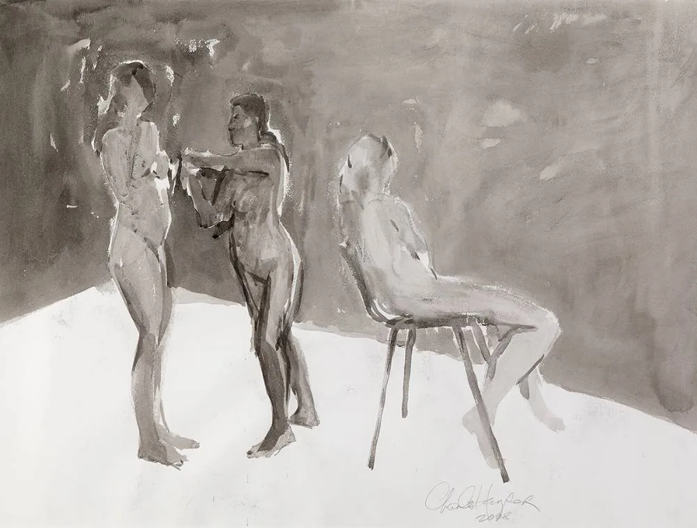 NUDE STUDIES by Charles Harper, 2008, watercolour, offered Oct 2020