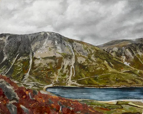 David G. King, MOUNTAIN RANGE, 2010, oil on birchwood