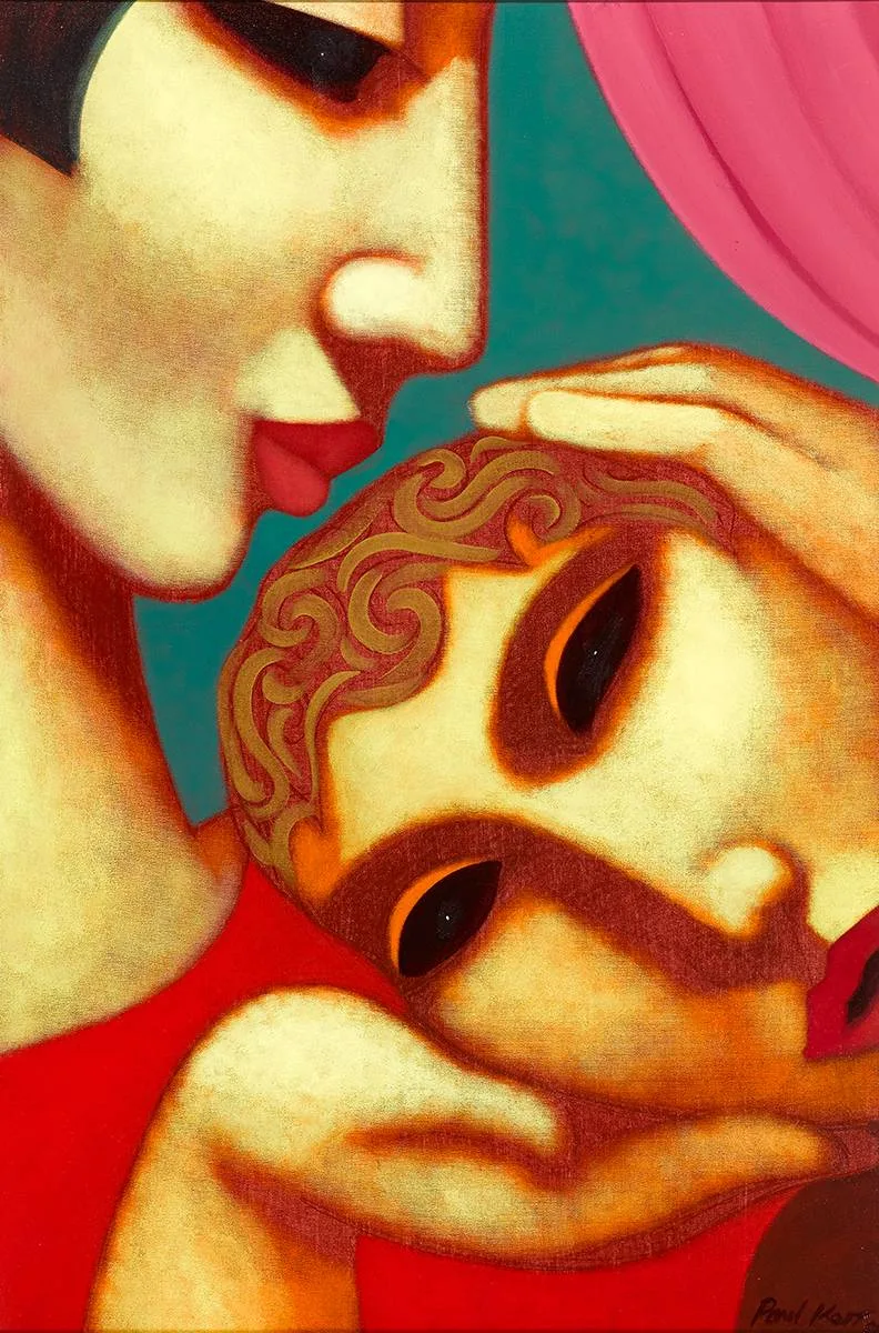THE COMFORTER by Paul Kerr, 2001, oil on canvas, sold Oct 2020