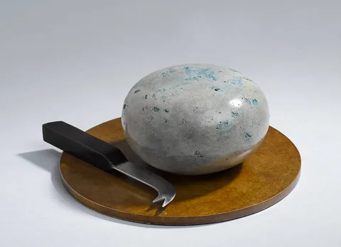GREENACRES BLUE by Joseph Sloan, 2019, bronze on patinated bronze base incorporating steel blade; (unique), offered Oct 2020