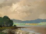Charles Vincent Lamb, COASTAL SCENE WITH MOUNTAINS IN THE DISTANCE
