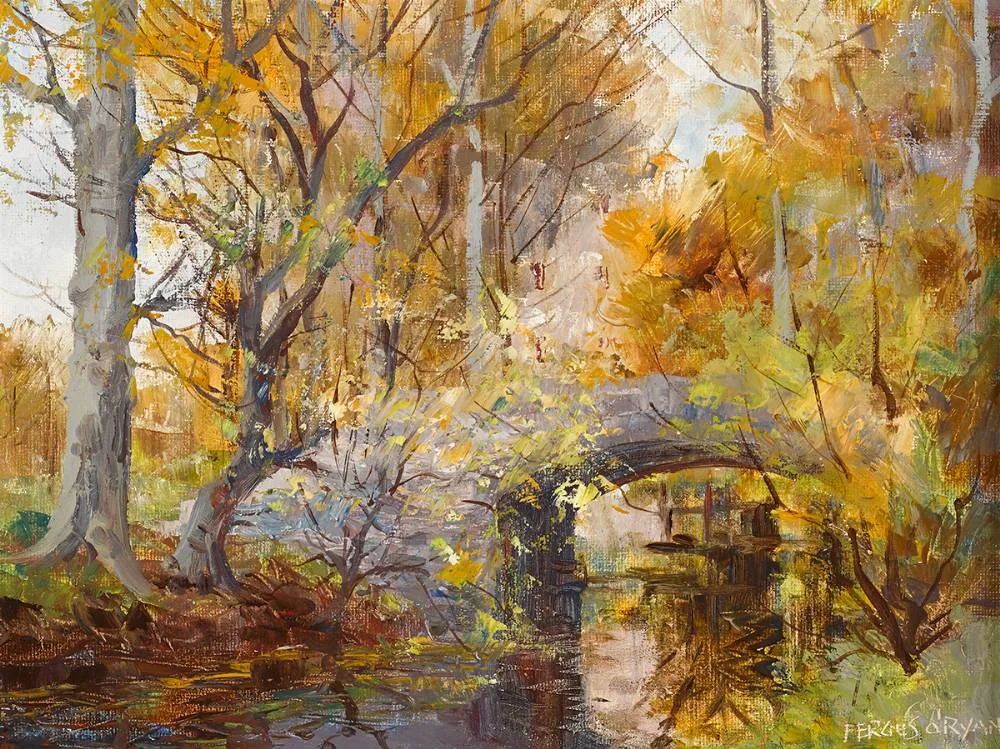 MILLSTREAM, AUTUMN by Fergus O'Ryan, oil on board, sold Oct 2020