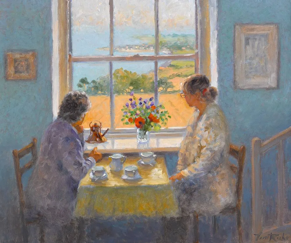 TEA ROOM by Tom Roche, oil on board, offered Oct 2020