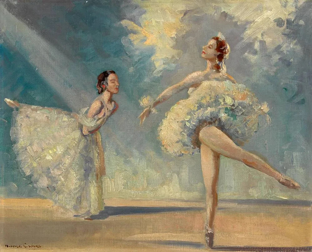 BALLET STUDY by Maurice Canning Wilks, oil on board, offered Oct 2020