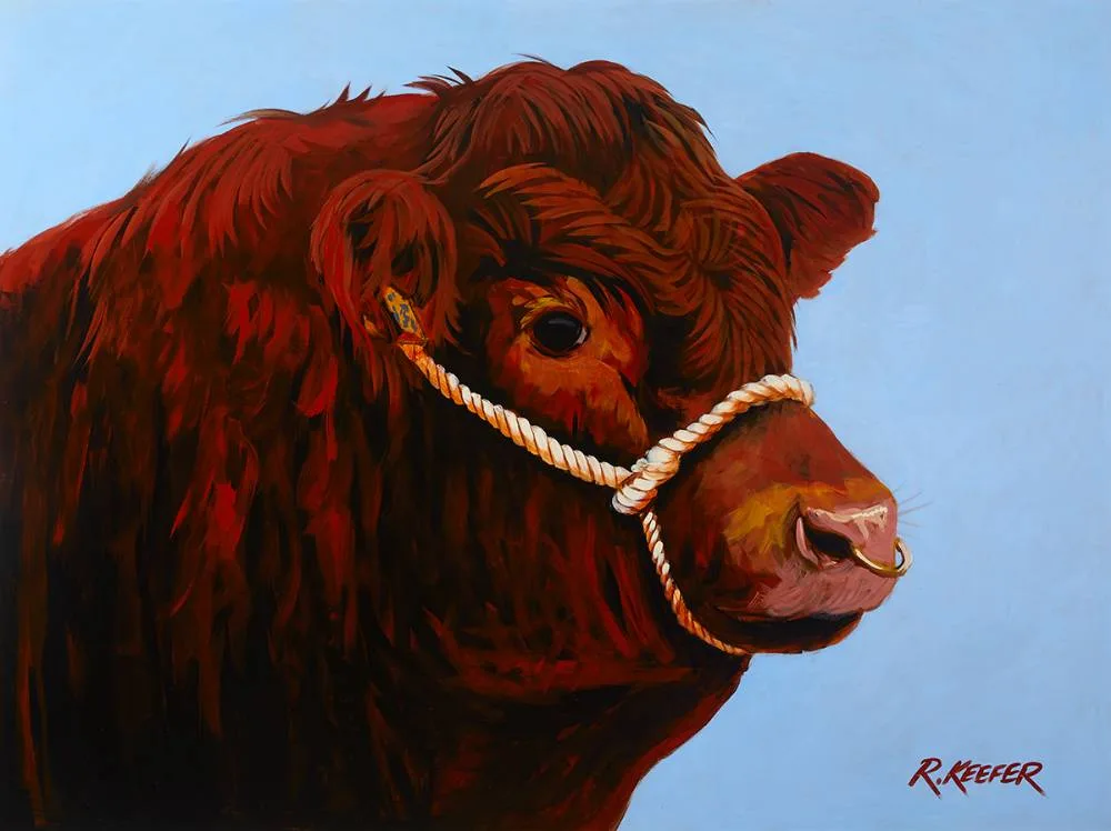 PRIZE BULL by Ronald Keefer, oil on board, offered Oct 2020