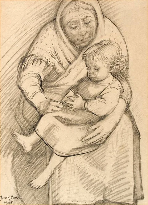 Derek Clarke, MOTHER AND CHILD, 1938, pencil