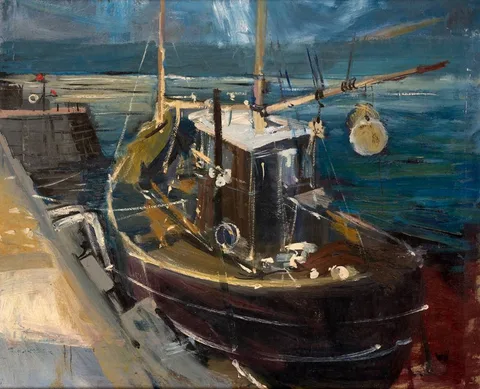 Kenneth Webb, FISHING BOAT, oil on canvas laid on board