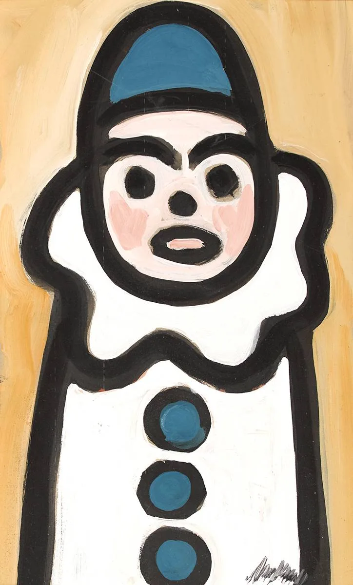 CLOWN by Markey Robinson, gouache, sold Oct 2020