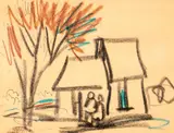 Markey Robinson, FIGURES BY COTTAGES AND TREE and FIVE FIGURES (A PAIR)