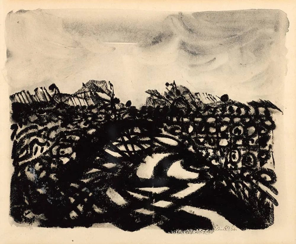 LANDSCAPE by Colin Middleton, lithograph, sold Oct 2020